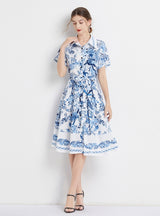 Slim-fit Short-sleeved Shirt Dress