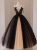 Black Tulle Straps Pleats Prom Dress
