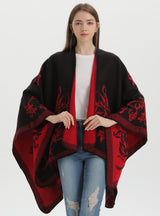 Jacquard Split Warm Padded Shawl