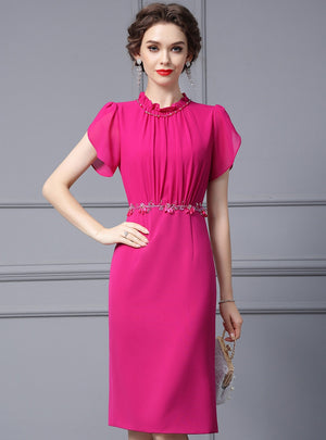 Fuchsia Beading Mother Of The Bride Dress