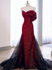 Black Mermaid Sequins Tulle Bow Prom Dress