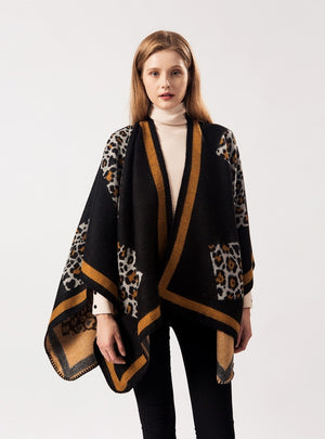 Ladies Leopard Cashmere Scarf Cloak