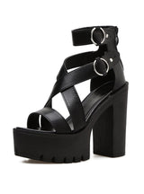 Open-toed High-heeled Cross Straps Sandals