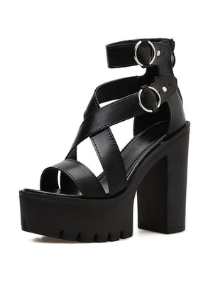 Open-toed High-heeled Cross Straps Sandals