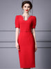 Red Short Sleeve Beading Mother Of The Bride Dress