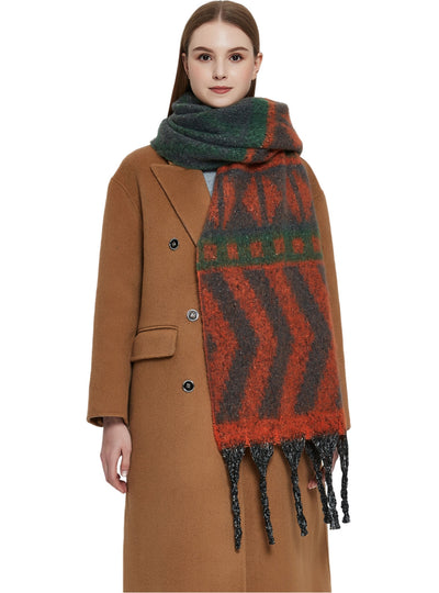 Thickened Coarse Tassel Jacquard Scarf