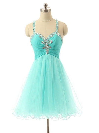 Straps Tulle Beading Homecoming Dress