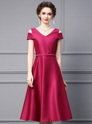 Fuchsia Satin Mother Of The Bride Dress