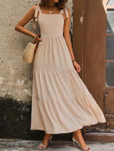 Open-back Solid Color Sling Dress