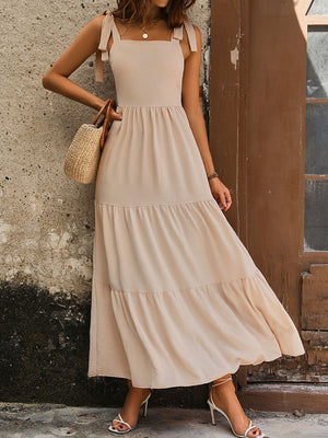 Open-back Solid Color Sling Dress