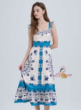 Tube Top Printed Slim Holiday Dress