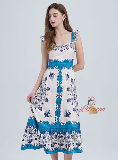 Tube Top Printed Slim Holiday Dress