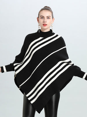 Irregular Striped Bat Sleeve Cloak