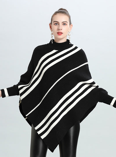 Irregular Striped Bat Sleeve Cloak