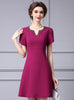 Fuchsia Beading Short Sleeve Mother Of The Bride Dress