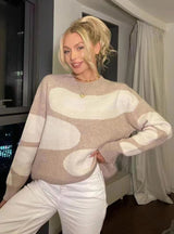 Cloud Irregular Contrast Color Sweater