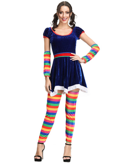 Rainbow Striped Circus Clown Christmas Dress