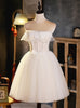 Ivory White Tulle Pearls Homecoming Dress