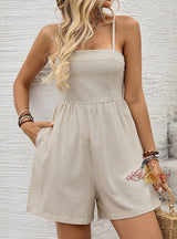 Apricot Straps Pocket Jumpsuit