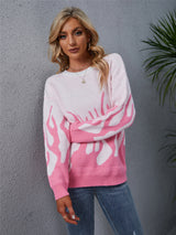 Pullover Knitted Round Neck Printed Sweater