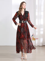 Bead Rhinestones Retro Print Dress