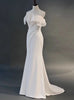 White Mermaid Pleats Split Wedding Dress