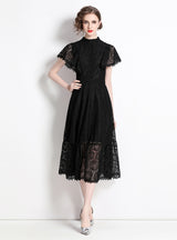 Lace White Short Sleeve Dress