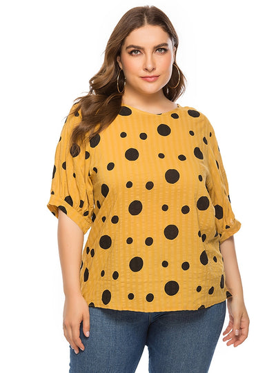 Polka Dot Printing Loose Short Sleeve T-shirt