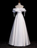 White Satin Off the Shoulder Beading Prom Dress