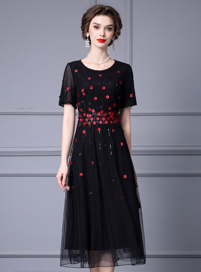 Champagne Sequins Flower Mother Of The Bride Dress