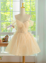 Champagne Tulle Pleats Homecoming Dress