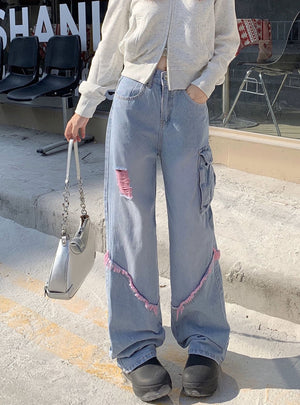 Vintage High Waist Holes Jeans