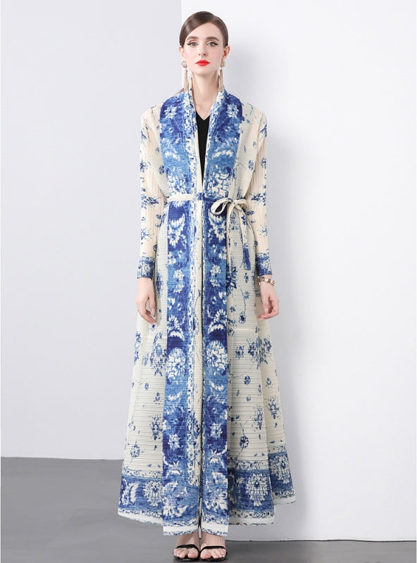 Women Loose Large Size Print Long Coat