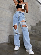 Women Fashion Hole Jeans