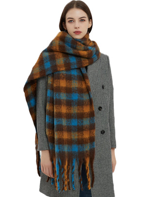 Coarse Beard Plaid Scarf Thickened Warm Shawl