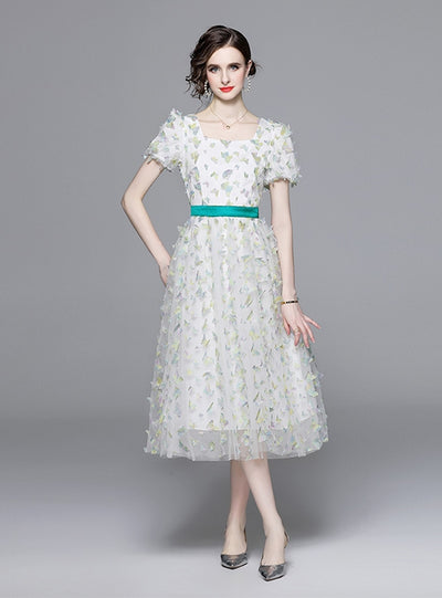 Bubble Sleeve Butterfly Dress