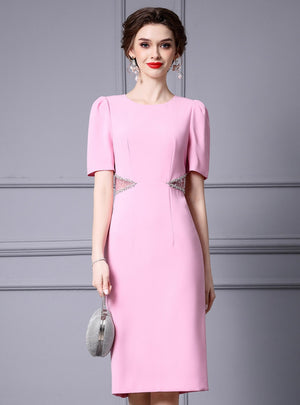 Pink Beading Split Mother Of The Bride Dress