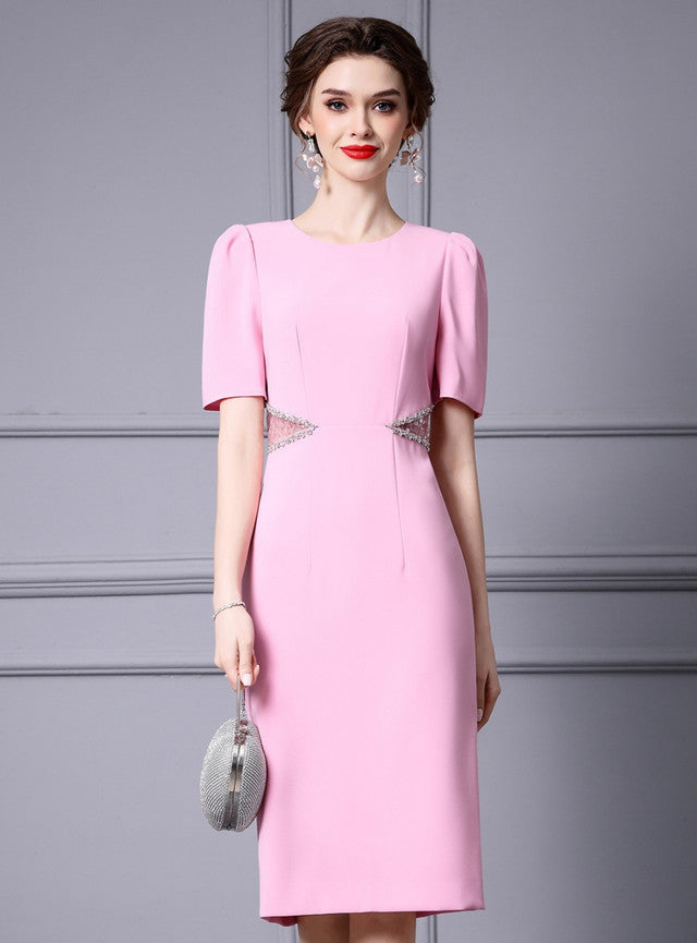 Pink Beading Split Mother Of The Bride Dress