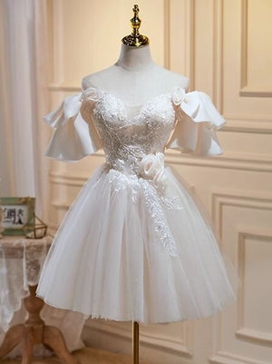 Ivory Tulle Appliques Homecoming Dress