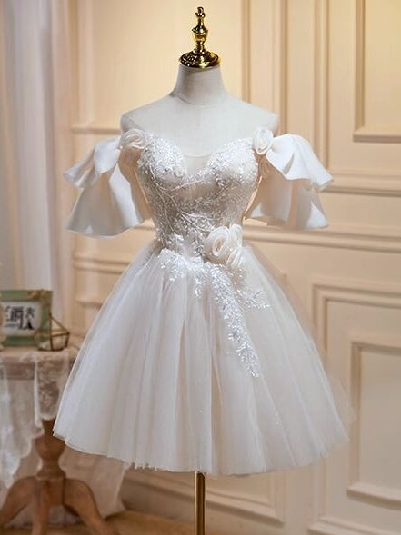 Ivory Tulle Appliques Homecoming Dress