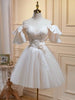 Ivory Tulle Appliques Homecoming Dress
