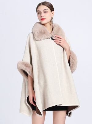 Wool Collar Shawl Cloak Knitted Woolen Coat