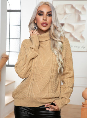 Twist High-necked Twisted Loose Long-sleeved Sweater