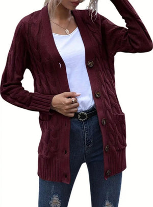 Cardigan V-neck Single-breasted Long-sleeved Coat
