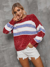Crewneck Striped Knitted Sweater