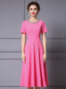 Pink Short Sleeve Beading Mother Of The Bride Dress