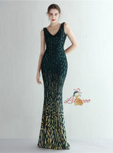 Mermaid V-neck Sequins Prom Dress