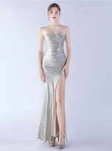 Mermaid Sequins Strapless Prom Dress