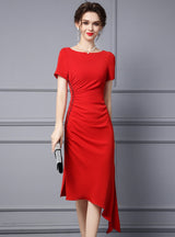 Red Beading Pleats Mother Of The Bride Dress