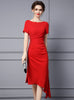 Red Beading Pleats Mother Of The Bride Dress
